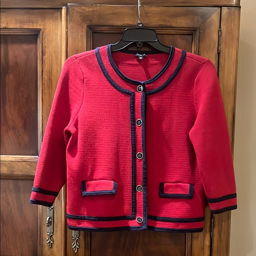 Talbots Red and Blue Blazer with Navy Trim